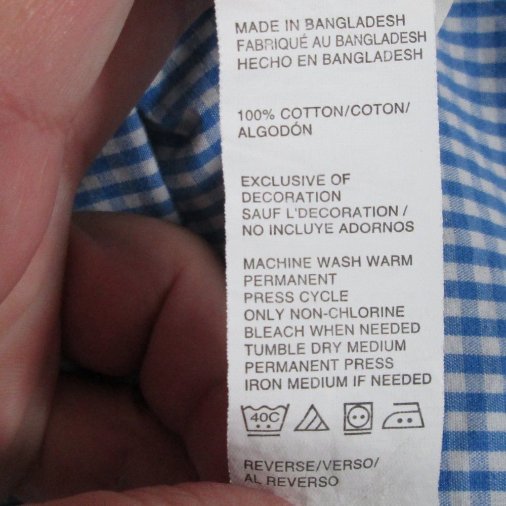 IZOD Mens Blue & White Plaid Long Sleeve Dress Shirt Size L Pre-Worn Goo… - Picture 6 of 7